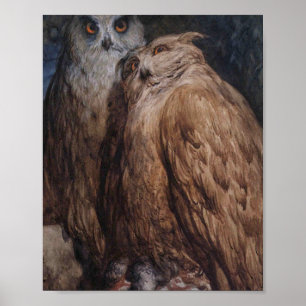 Two Owls By Gustave Dore Poster
