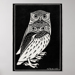 Two Owls by Julie de Graag, Poster