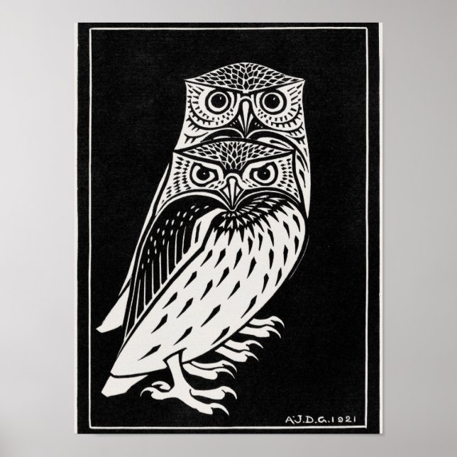 Two Owls by Julie de Graag, Poster (Front)