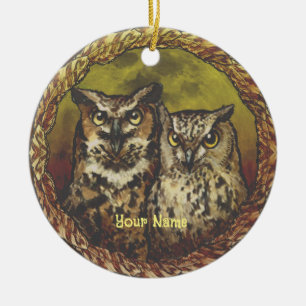 Two Owls   Ceramic Tree Decoration