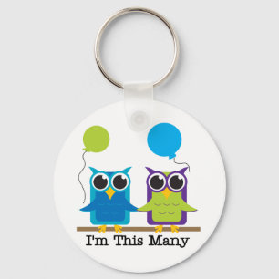 Two Owls I'm This Many Birthday Tshirts Key Ring