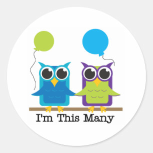 Two Owls I'm This Many Classic Round Sticker