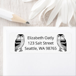 Two Owls Line Drawing Cute CUSTOM Return Address