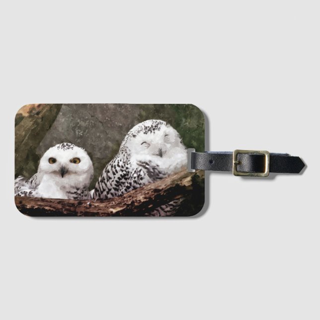 Two Owls Luggage Tag (Front Horizontal)