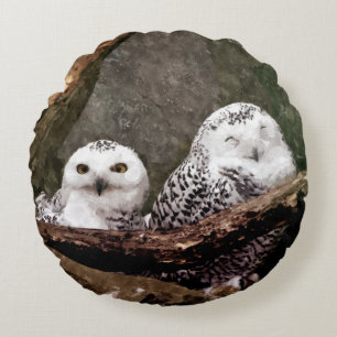 Two Owls Round Cushion
