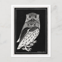 Two Owls Vintage Illustration