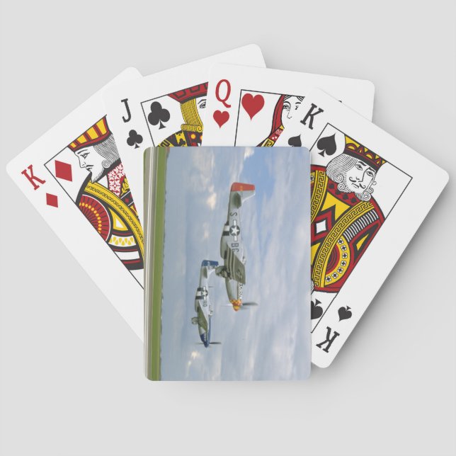 Two P51 Mustangs Flying By._WWII Planes Playing Cards (Back)