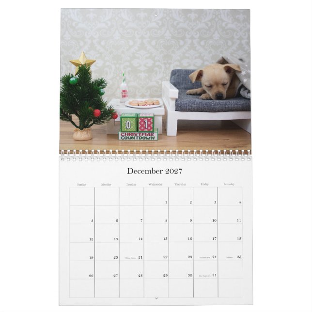 Two Page MediumCalendar, White Calendar (Dec 2027)