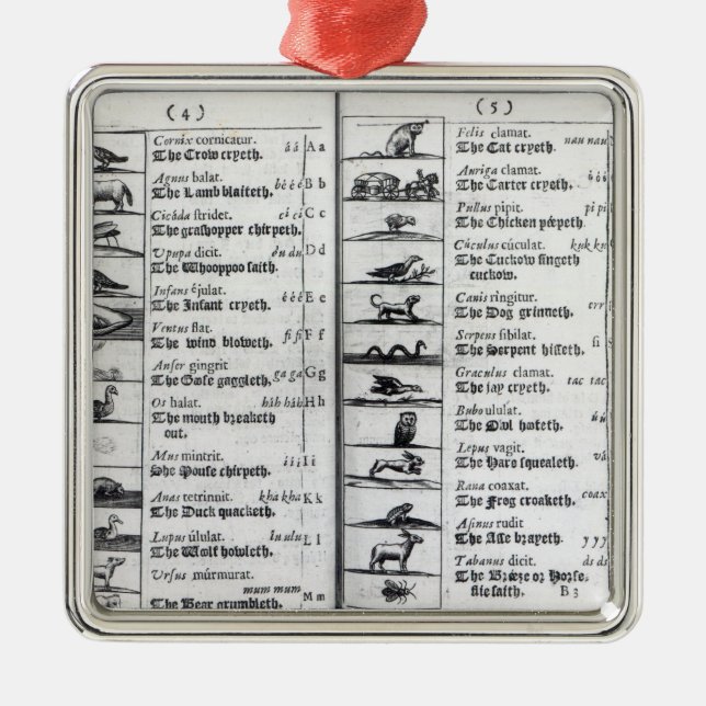 Two pages from 'Orbis Sensualium Pictus' Metal Tree Decoration (Front)