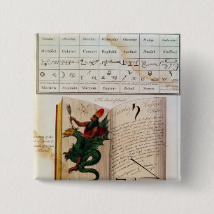 Two pages from 'The Magus' 15 Cm Square Badge