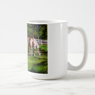 Two Paint Horses grazing Coffee Mug