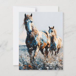 Two Paint Horses  Postcard