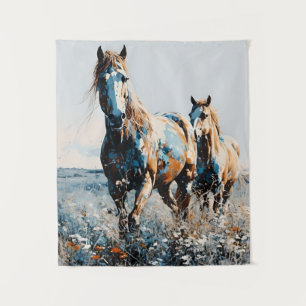 Two Paint Horses Tapestry