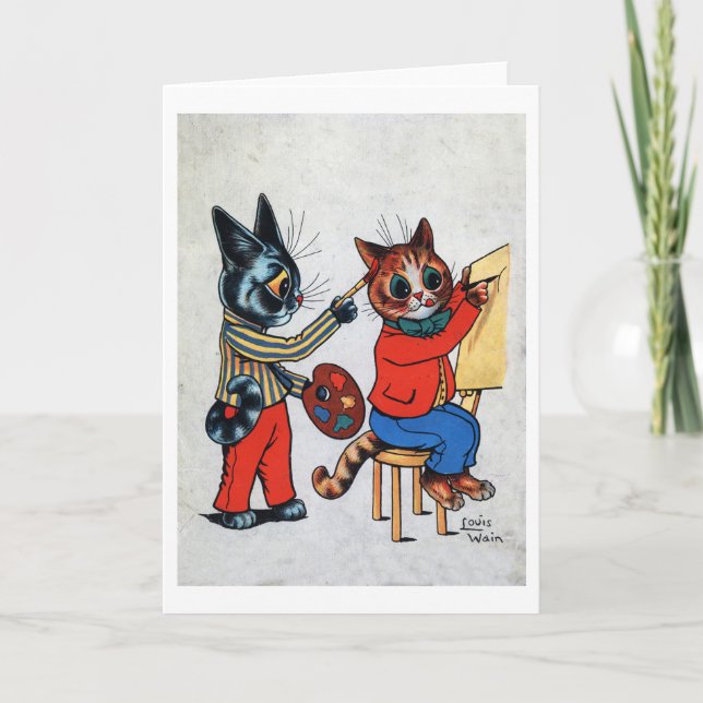 Two Painter Cat, Louis Wain Card (Front)