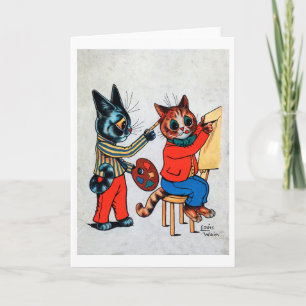 Two Painter Cat, Louis Wain Card