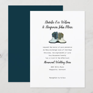 Two Pair Cowboy Boots Country Wedding Invitation
