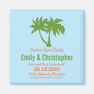 Two Palm Trees Save the Date magnet