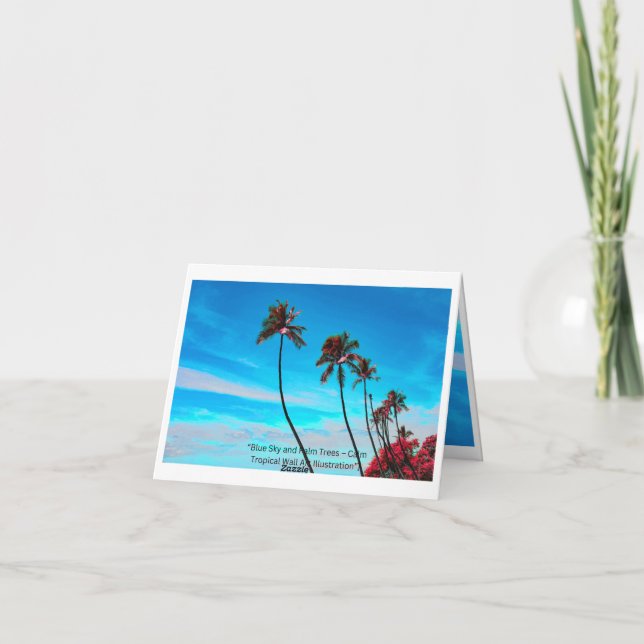 Two Palm Trees Wall Art | Tropical Minimalist Holiday Card (Back)