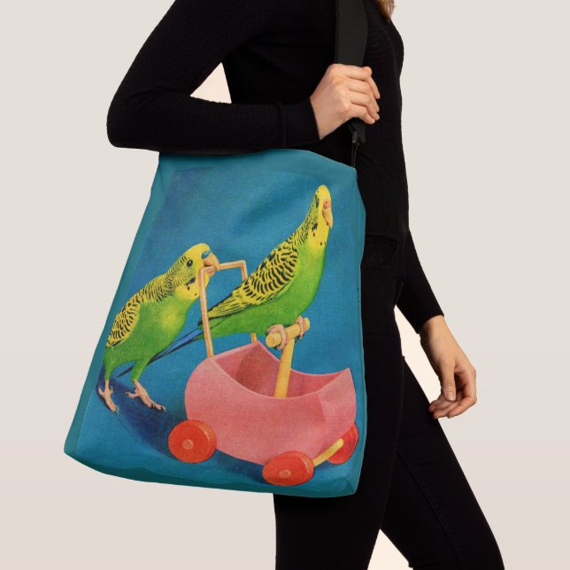 two parakeets crossbody bag (Close Up)