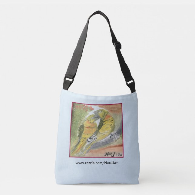 Two Parakeets Design by Nor J on Tote Bag (Front)