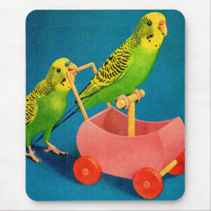 two parakeets mouse mat
