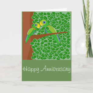Two parrots happy anniversary greeting card