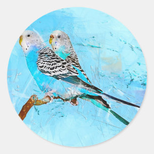 Two Parrots Watercolor Classic Round Sticker