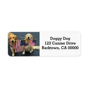 Two Patriotic Goldens Return Address Labels