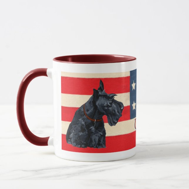 Two Patriotic Scottish Terriers Mug (Left)