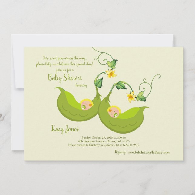 Two Pea Pods Baby Shower Invitation Custom (Front)