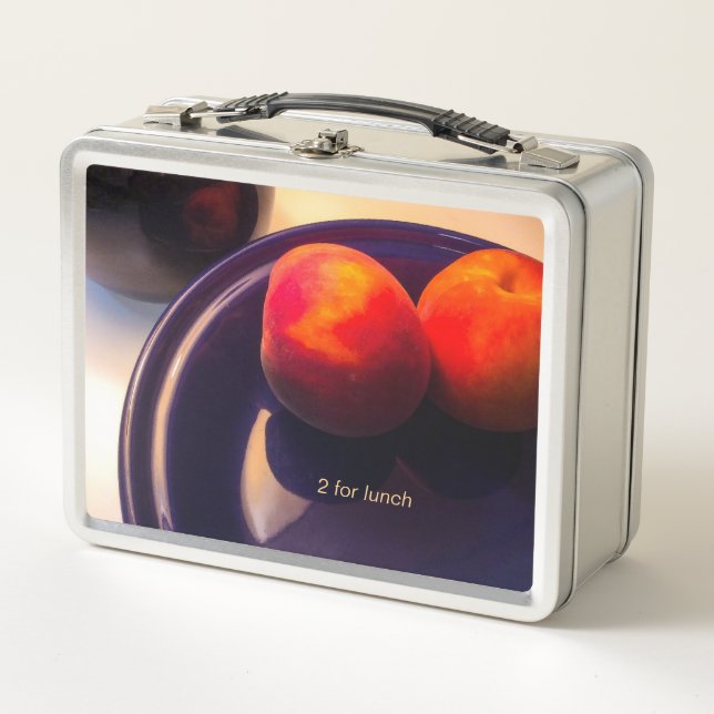 Two Peaches Still Life Metal Lunchbox (Front)