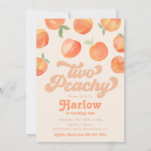 Two Peachy Invitation   Peach Birthday Invitation
