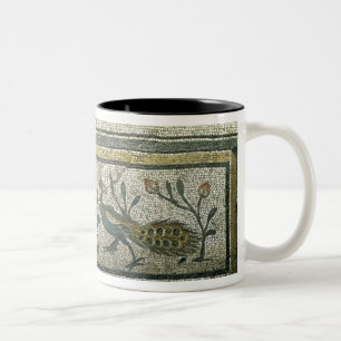 Two peacocks, decorative border detail from a mosa Two-Tone coffee mug