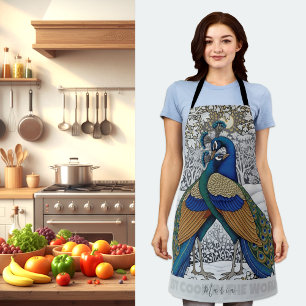 Two Peacocks in Love Art Apron, Chefs Kitchen Apron