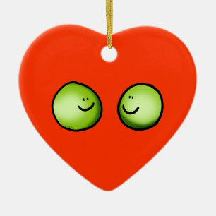 Two peas ceramic tree decoration