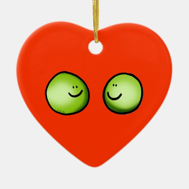 Two peas ceramic tree decoration (Front)