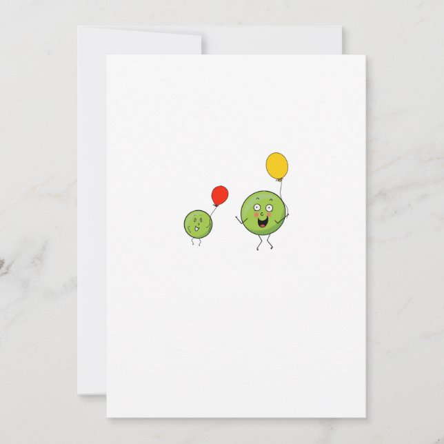 Two peas, cute pea theme invitation (Front)