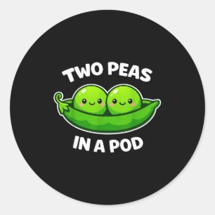 Two Peas In A D Cute Kawaii Funny  Classic Round Sticker
