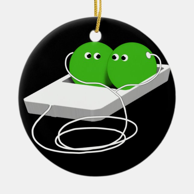 Two Peas In A Pod (Add Your Text) Ceramic Tree Decoration (Front)