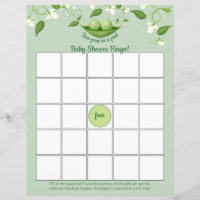 Two Peas in a Pod Baby Shower Bingo Game card