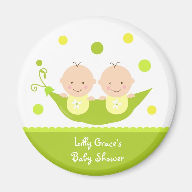 Two Peas in A Pod Baby Shower Magnets (Front)