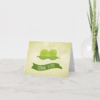 Two peas in a pod Baby shower Thank you card Twin