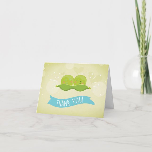 Two peas in a pod Baby shower Thank you Twin boys Card (Front)