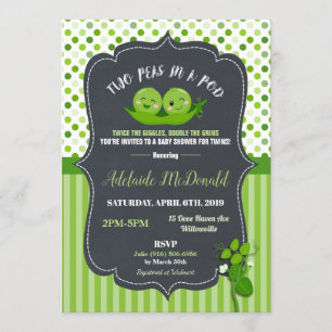 Two Peas in a Pod Baby Shower Twins Gender Neutral Invitation