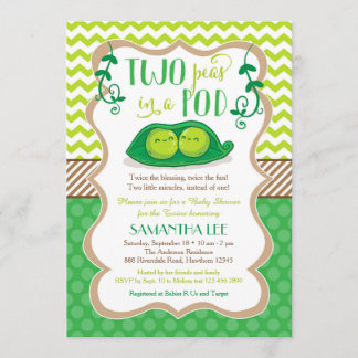 Two Peas in a Pod Baby Shower, Twins Invitation