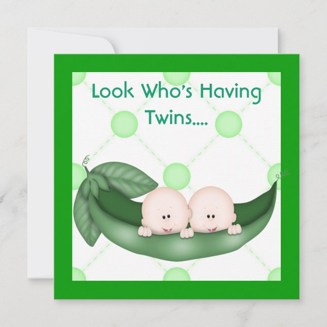 TWO PEAS IN A POD BABY TWIN  SHOWER  INVITATION  G (Front)