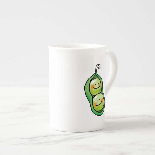 Two peas in a pod bone china mug (Front Right)