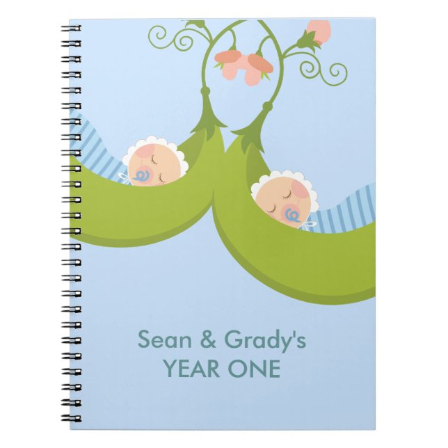 Two Peas in a Pod Boy Twins Notebook (Front)