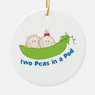 Two Peas In A Pod Ceramic Tree Decoration