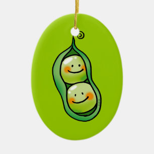 Two peas in a pod ceramic tree decoration